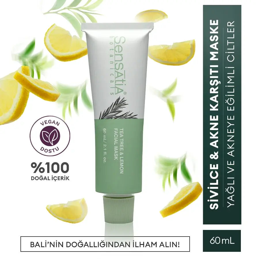 Tea Tree & Lemon Yüz Maskesi-Akneli ve yağlı cilt