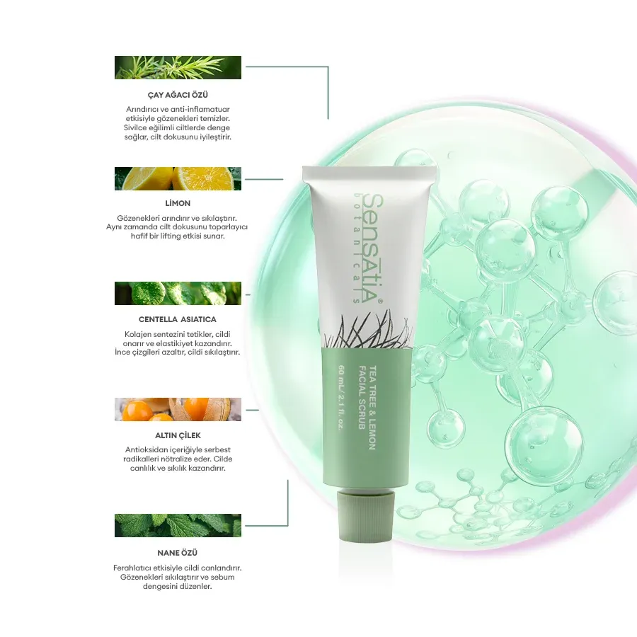 Tea Tree & Lemon Yüz Peelingi-Akneli ve yağlı cilt