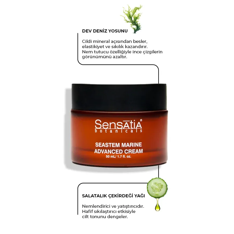 Yaşlanma Karşıtı Doğal Gece Kremi - İnce Çizgiler, Sıkılaştırıcı 50ml - Seastem Marine Advanced