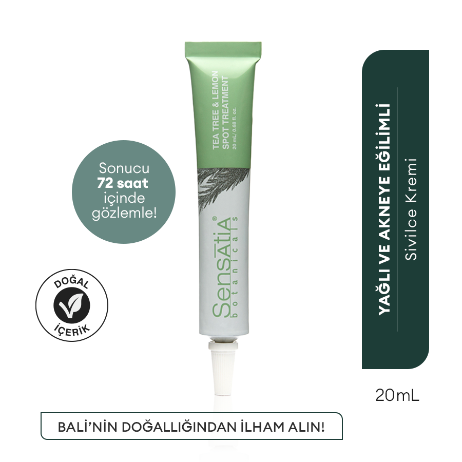 Akne ve Sivilce Karşıtı Doğal Krem 20ml - Çay Ağacı, Limon, Nane Yaprağı Yağı - Tea Tree & Lemon