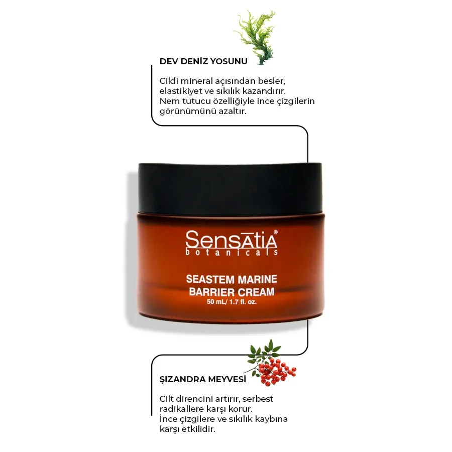 Nemlendirici, Elastikiyet Artırıcı Koruyucu Doğal Gündüz Kremi 50 Ml - Seastem Marine