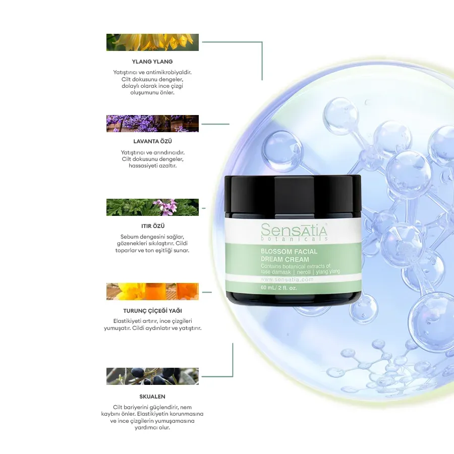 Nemlendirici Yatıştırıcı Antioksidan Doğal Gece Kremi 60ml - Blossom Facial
