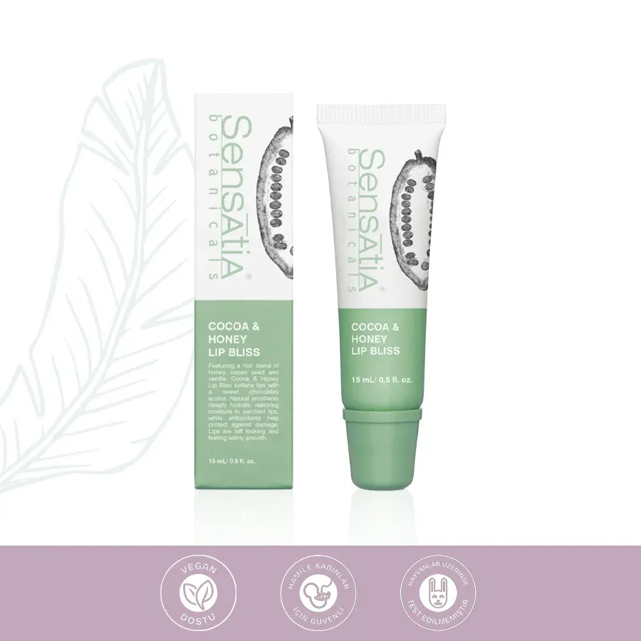 Nemlendirici Doğal Dudak Balmı 15ml - Bal, Kakaoçekirdeği, Vanilya - Cocoa & Honey