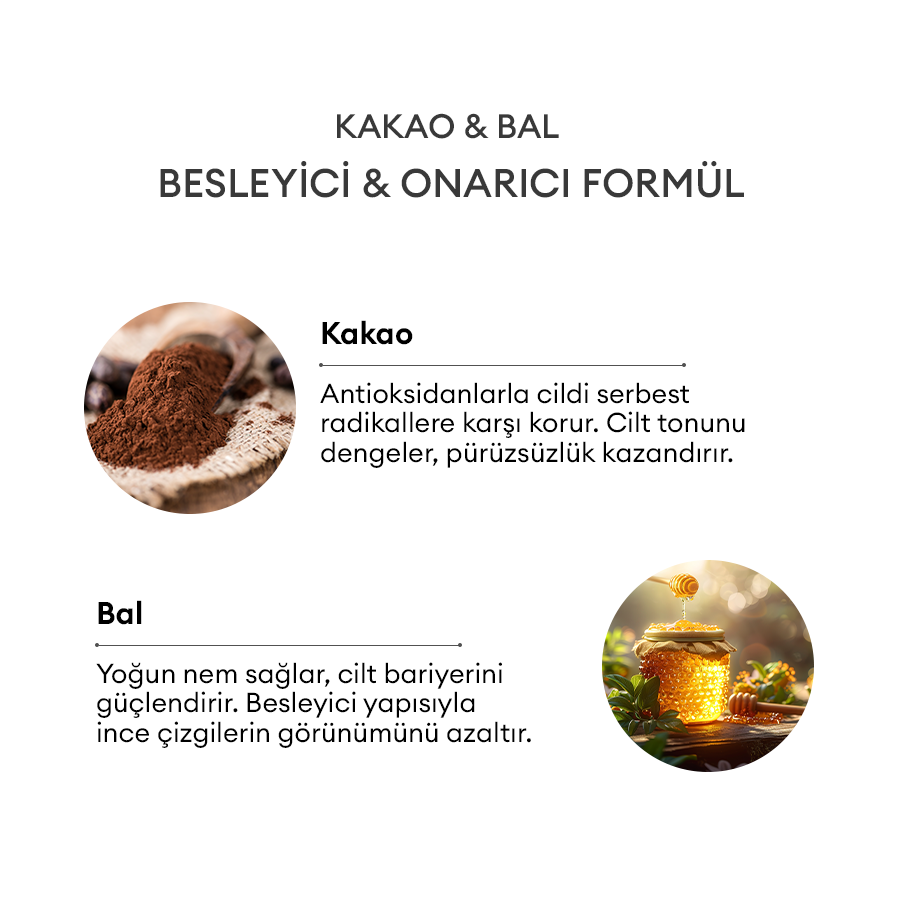 Nemlendirici Doğal Dudak Balmı 15ml - Bal, Kakaoçekirdeği, Vanilya - Cocoa & Honey