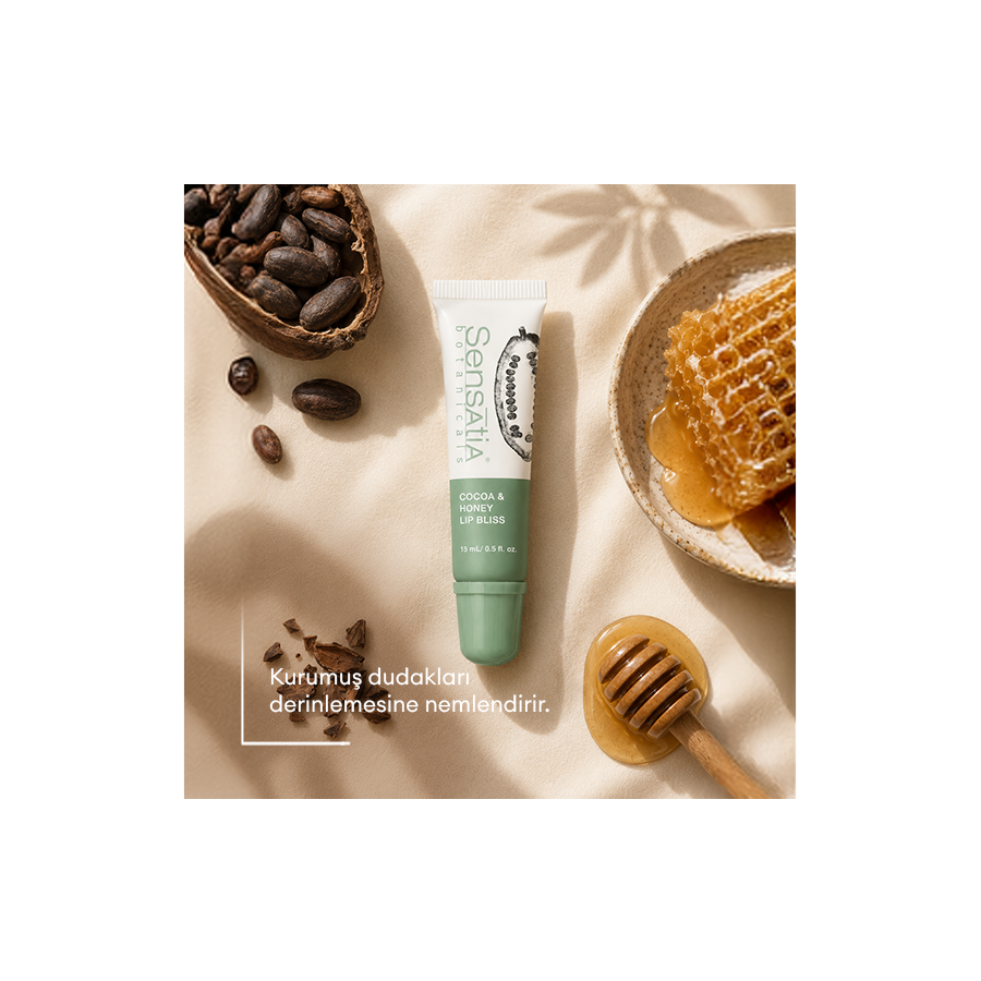 Nemlendirici Doğal Dudak Balmı 15ml - Bal, Kakaoçekirdeği, Vanilya - Cocoa & Honey