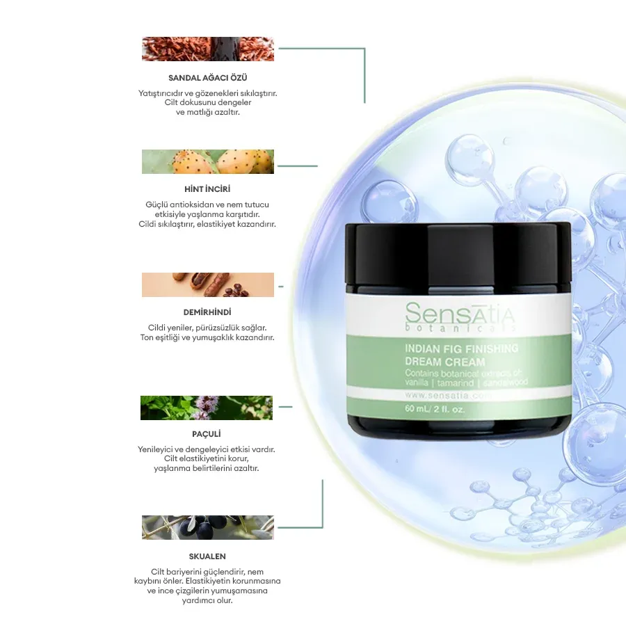 Karma Ciltler için Kırışıklık Karşıtı Doğal Gece Kremi 60 ml - Indian Fig Finishing