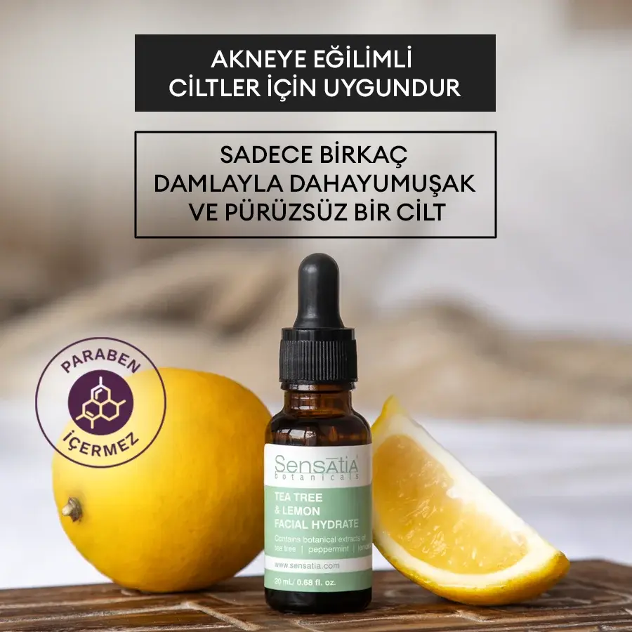 Yağlı ve Akne Eğilimli Ciltler için Doğal Derin Nemlendirici 20ml - Tea Tree & Lemon