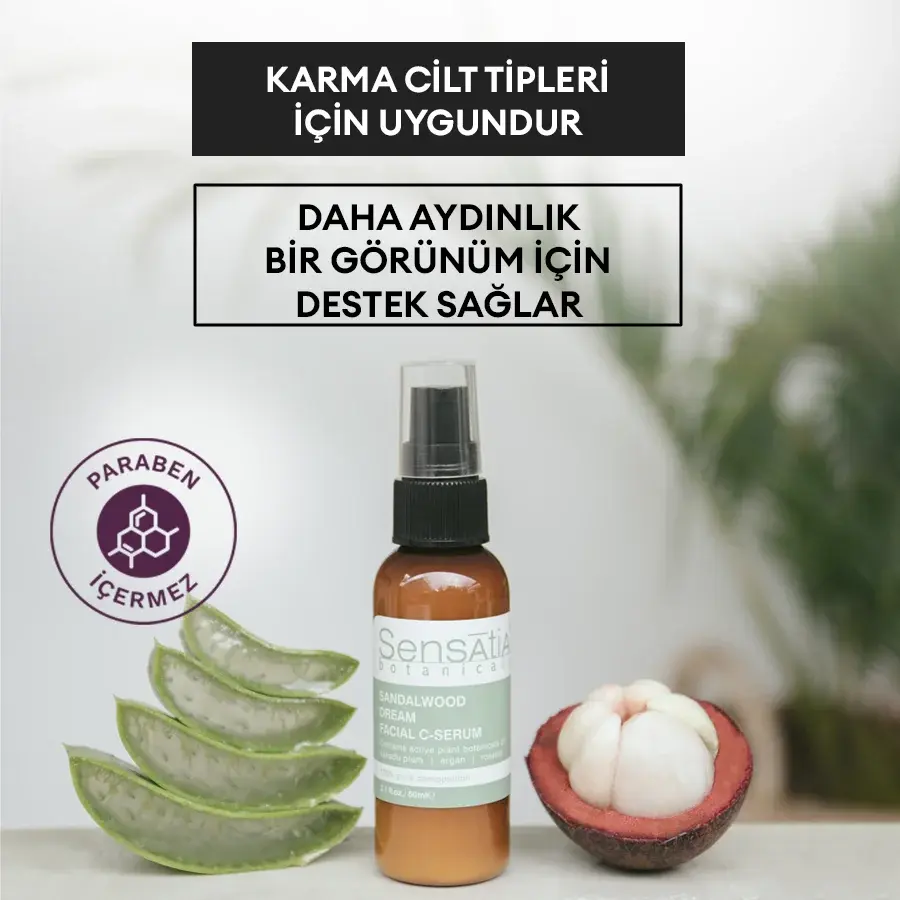 Yağlı ve Karma Clitler için Doğal C - Serum -  Nemlendirici Dengeleyici 60ml - Sandalwood Dream