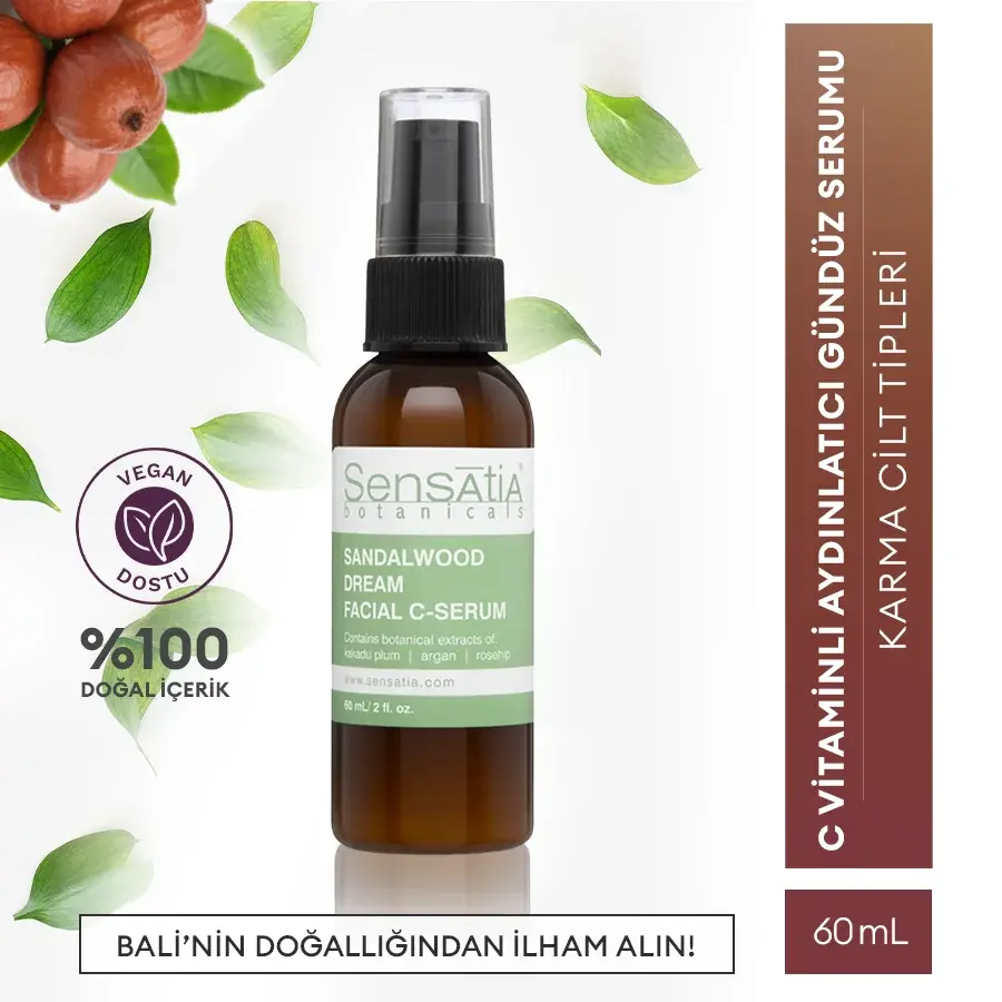 Yağlı ve Karma Clitler için Doğal C - Serum -  Nemlendirici Dengeleyici 60ml - Sandalwood Dream