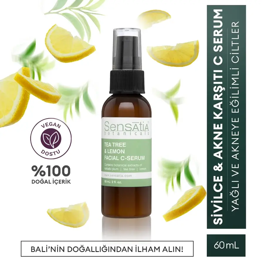 C Vitaminli Nemlendirici Doğal Gündüz Serumu 60ml - Kakadu Eriği, Çay Ağacı - Tea Tree & Lemon
