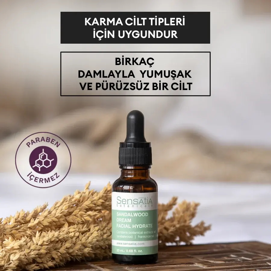 Karma Ciltler için Cilt Tonu Eşitleyici Doğal Yüz Nemlendirici 20ml - Sandalwood Dream