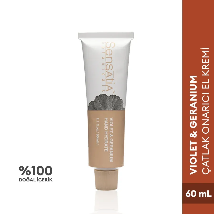 Onarıcı Nemlendirici Ferahlatıcı Doğal El Kremi 60ml - Violet & Geranium