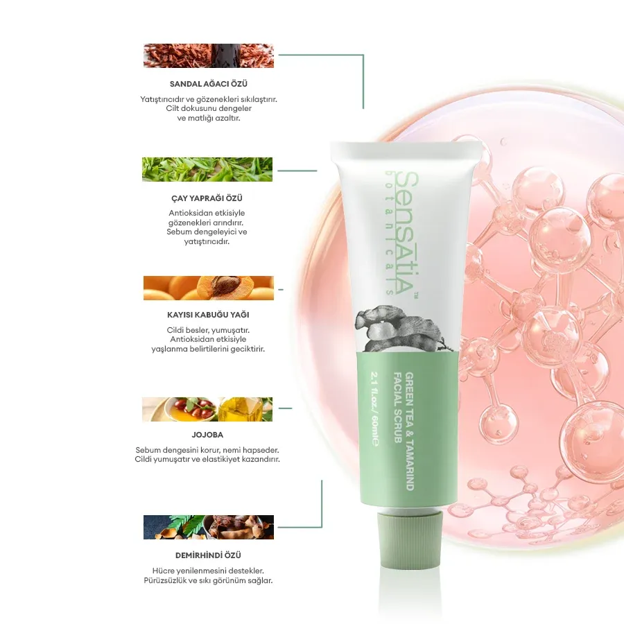 Green Tea & Tamarind Yüz Peelingi-Karma Cilt