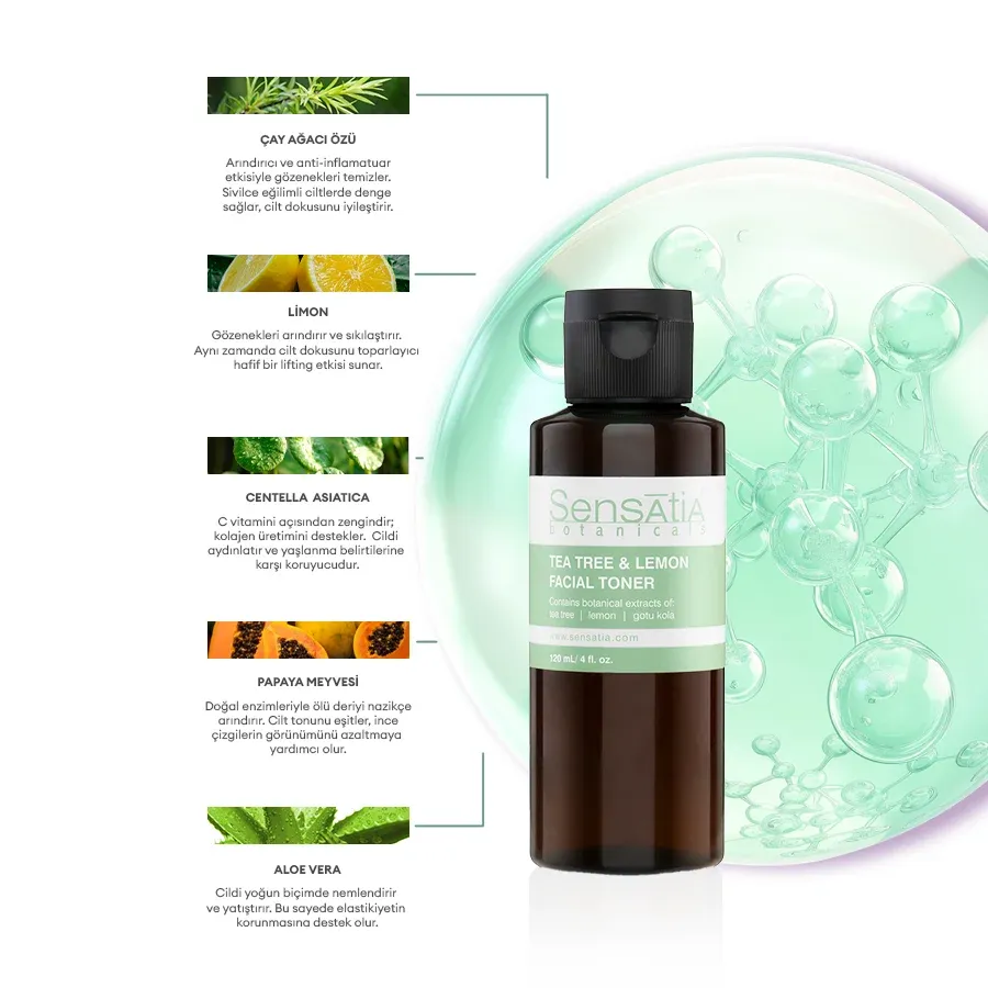 Tea Tree & Lemon Yüz Toniği-Akneli Cilt