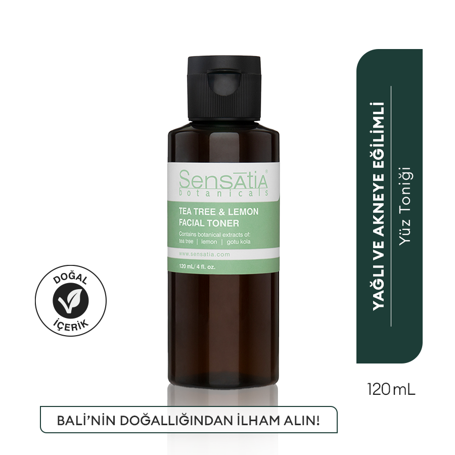 Yağlı ve Akne Eğilimli Ciltler için Alkolsüz Doğal Tonik 120ml - Sıkılaştırıcı - Tea Tree & Lemon