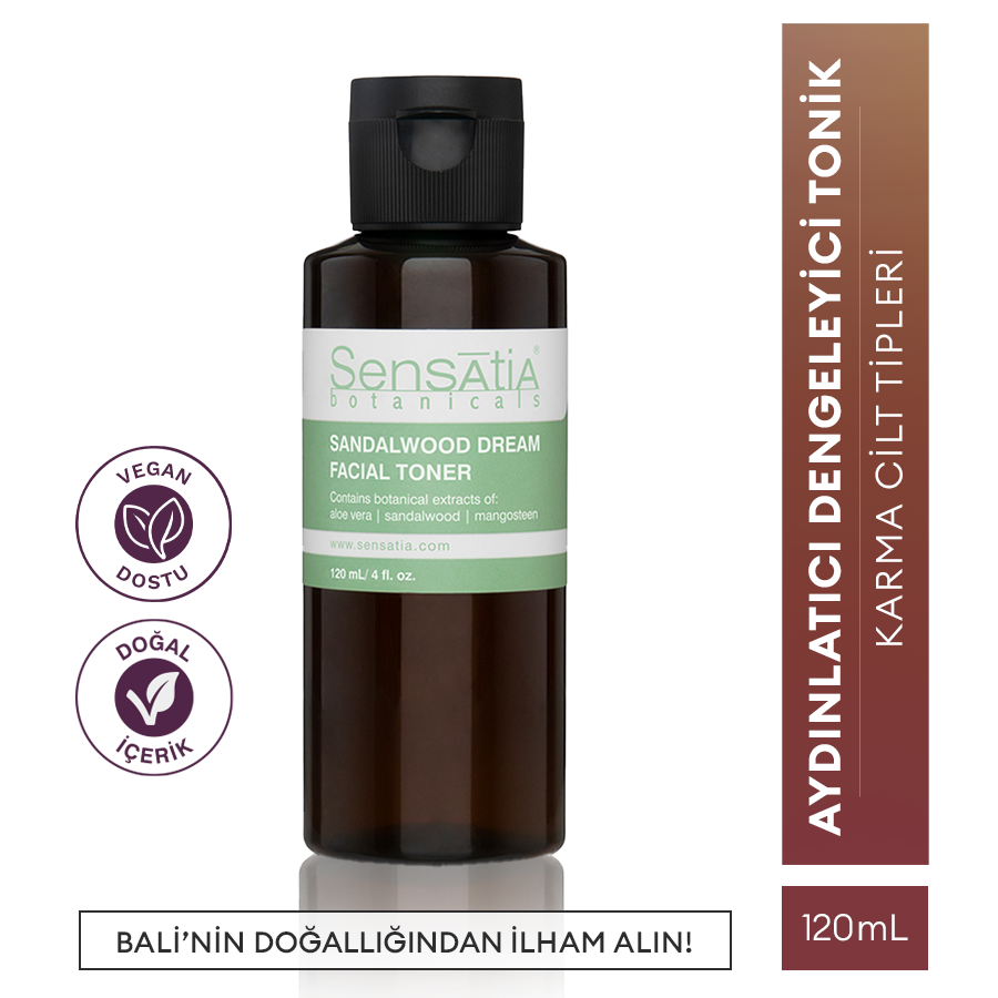 Yağlı ve Karma Ciltler için Alkolsüz Beyazlatıcı Doğal Yüz Toniği 120ml - Sandalwood Dream