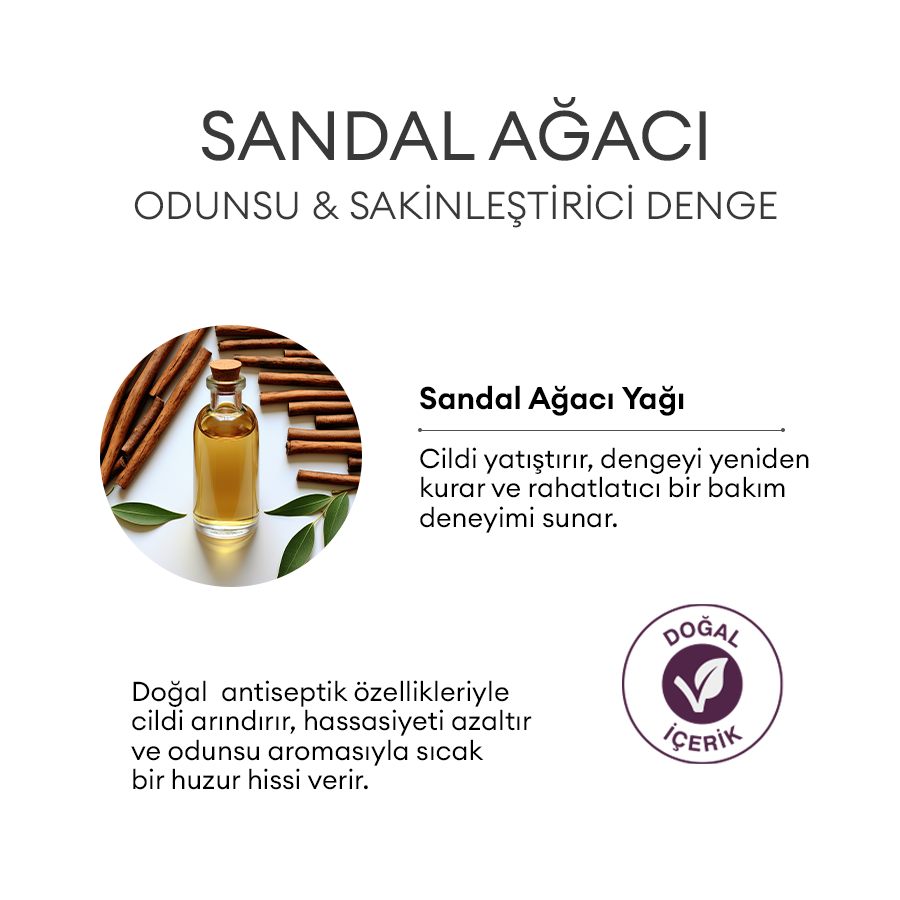 Yağlı ve Karma Ciltler için Alkolsüz Beyazlatıcı Doğal Yüz Toniği 120ml - Sandalwood Dream