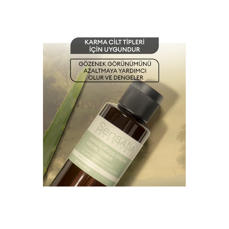 Yağlı ve Karma Ciltler için Alkolsüz Beyazlatıcı Doğal Yüz Toniği 120ml - Sandalwood Dream