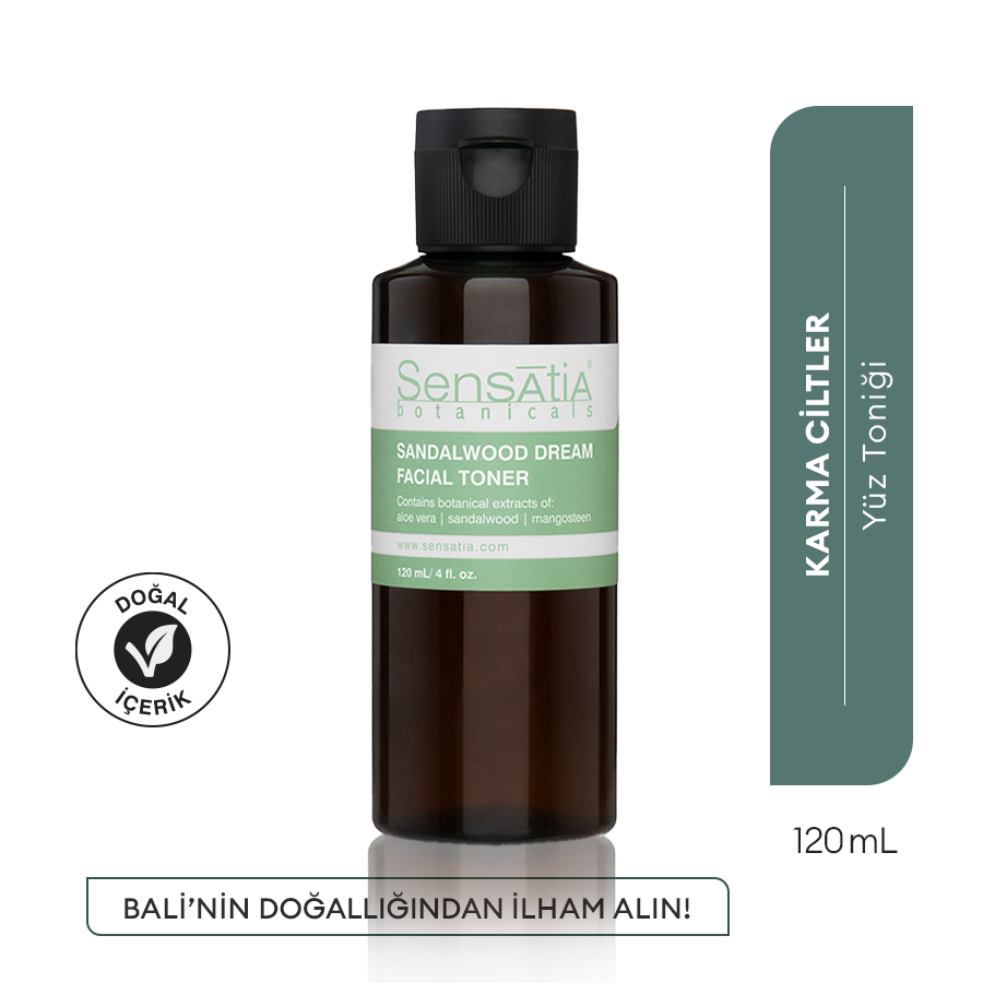Yağlı ve Karma Ciltler için Alkolsüz Beyazlatıcı Doğal Yüz Toniği 120ml - Sandalwood Dream