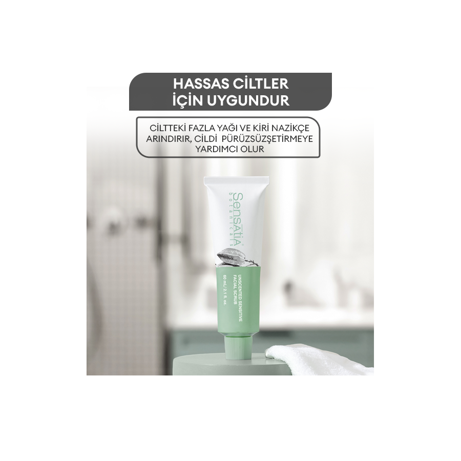 Hassas ve Alerji Eğilimli Cilt için Kokusuz Doğal Peeling - Kokusuz 60ml - Unscented Sensitive
