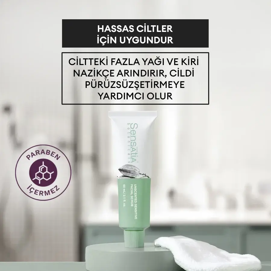 Hassas ve Alerji Eğilimli Cilt için Kokusuz Doğal Peeling - Kokusuz 60ml - Unscented Sensitive