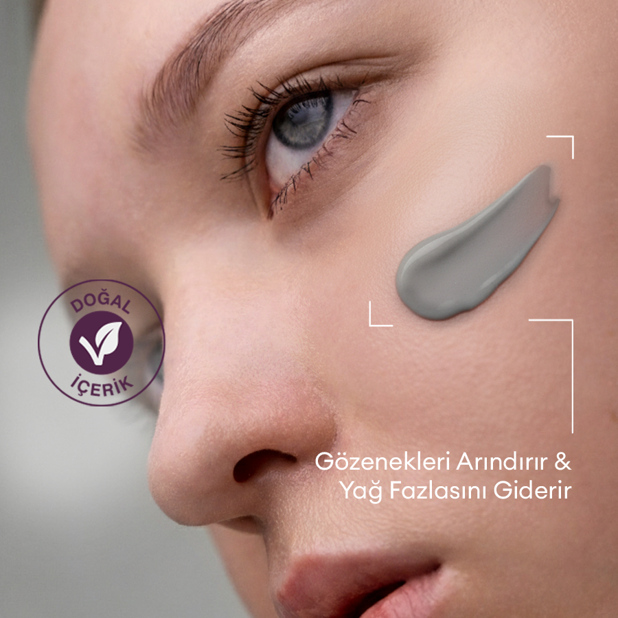 Yağlı ve Akne Eğilimli Cilt için Doğal Kil Maske - Siyah Nokta Karşıtı 60ml - Tea Tree & Lemon