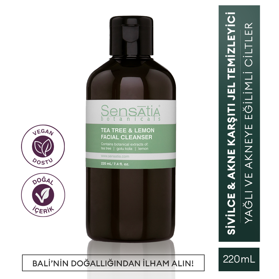 Yağlı ve Akneli Cilt için Leke Karşıtı Doğal Yüz Temizleyici 220ml - Çay Ağacı - Tea Tree & Lemon