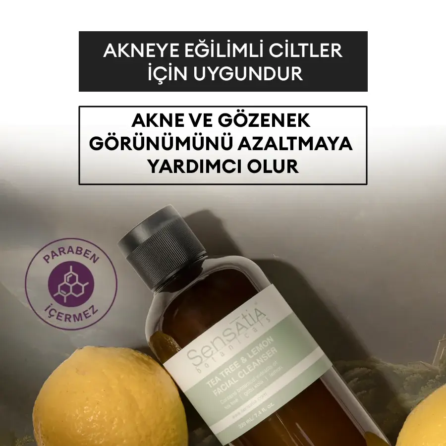 Yağlı ve Akneli Cilt için Leke Karşıtı Doğal Yüz Temizleyici 220ml - Çay Ağacı - Tea Tree & Lemon
