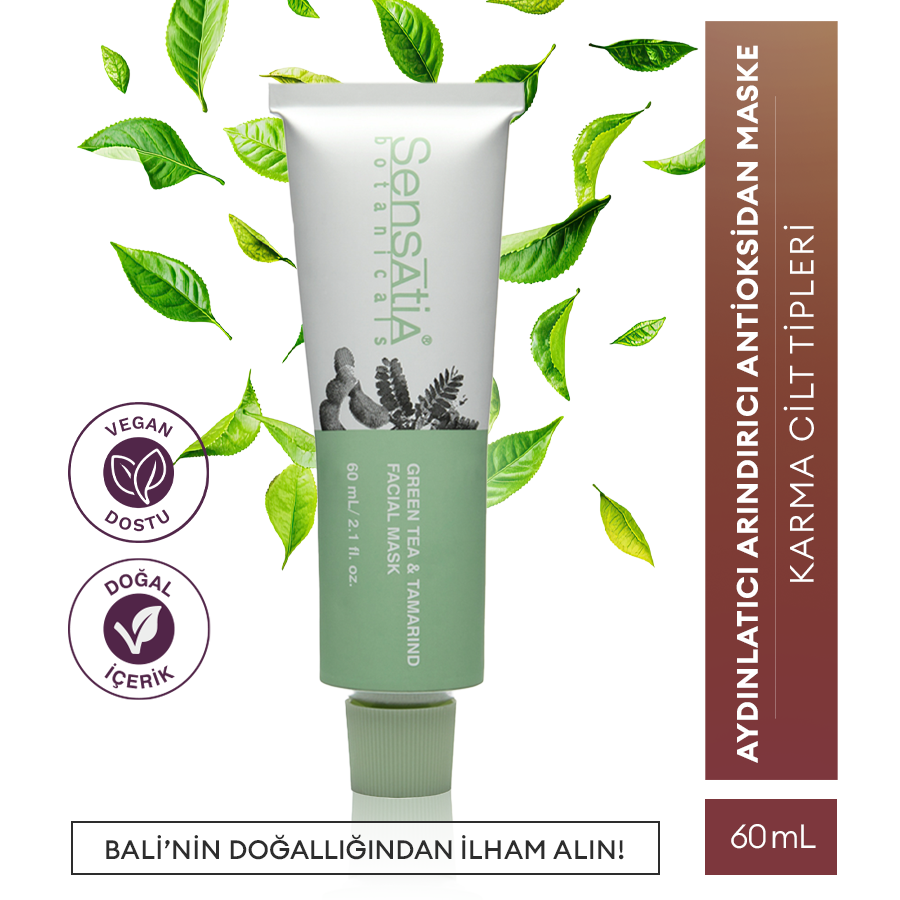 Karma Ciltler için Aydınlatıcı ve Antioksidan Doğal Maske 60ml - Green Tea & Tamarind
