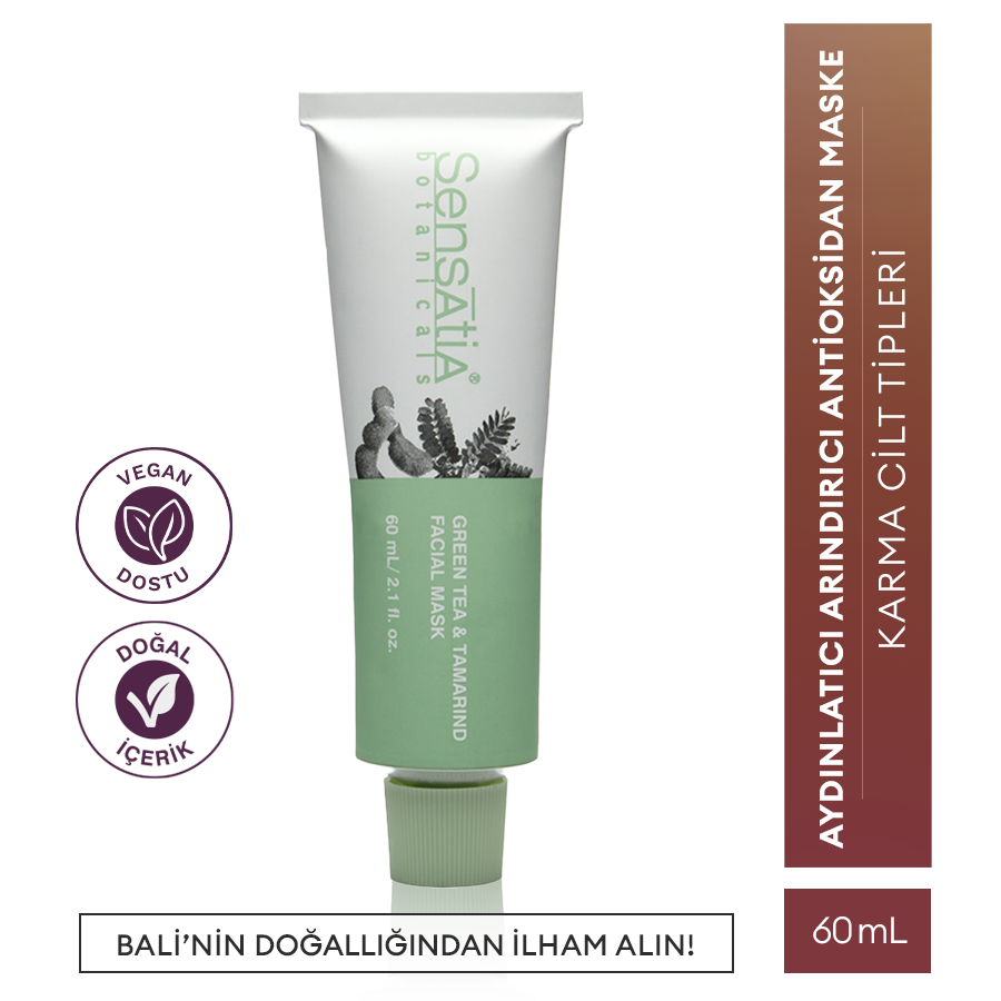 Karma Ciltler için Aydınlatıcı ve Antioksidan Doğal Maske 60ml - Green Tea & Tamarind