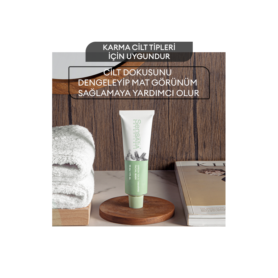 Karma Ciltler için Aydınlatıcı ve Antioksidan Doğal Maske 60ml - Green Tea & Tamarind