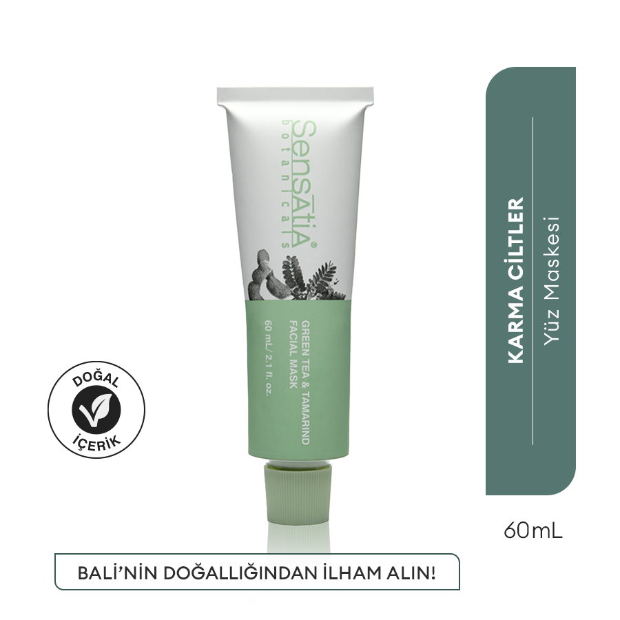 Karma Ciltler için Aydınlatıcı ve Antioksidan Doğal Maske 60ml - Green Tea & Tamarind