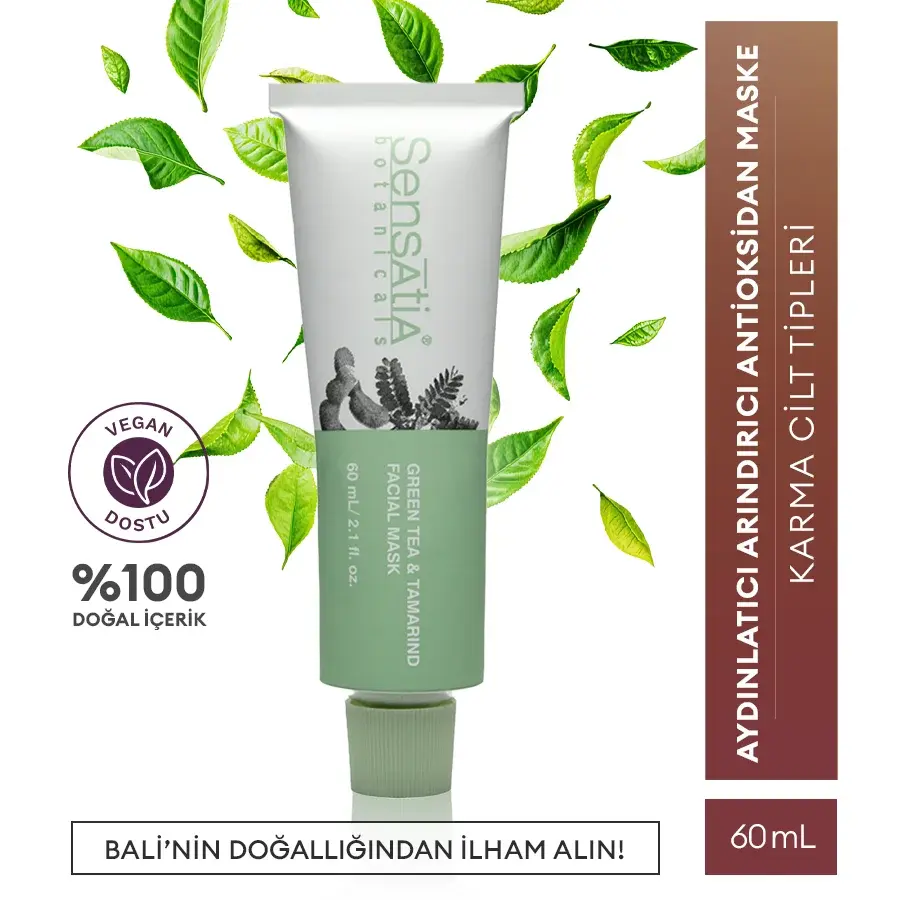 Karma Ciltler için Aydınlatıcı ve Antioksidan Doğal Maske 60ml - Green Tea & Tamarind