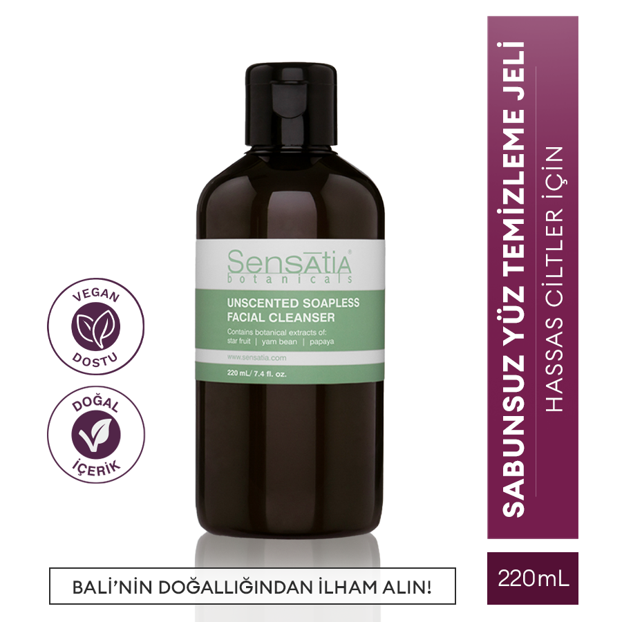Hassas ve Alerji Eğilimli Cilt için Doğal Yüz Temizleme Jeli - Sabunsuz 220ml - Unscented Soapless
