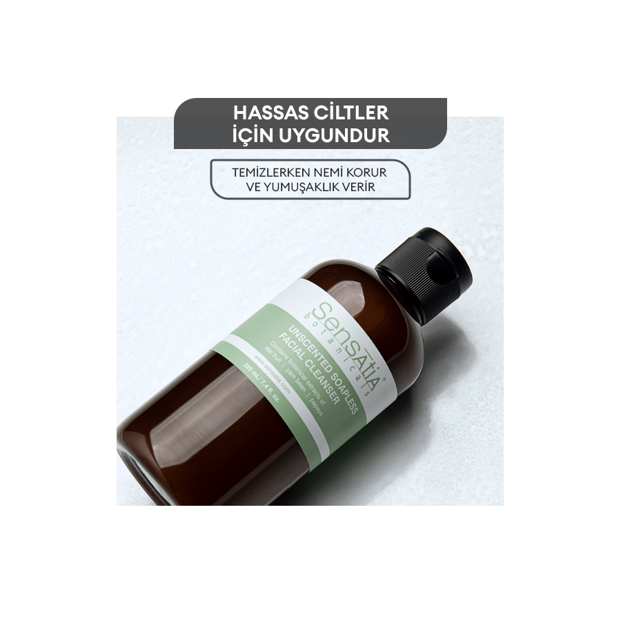 Hassas ve Alerji Eğilimli Cilt için Doğal Yüz Temizleme Jeli - Sabunsuz 220ml - Unscented Soapless