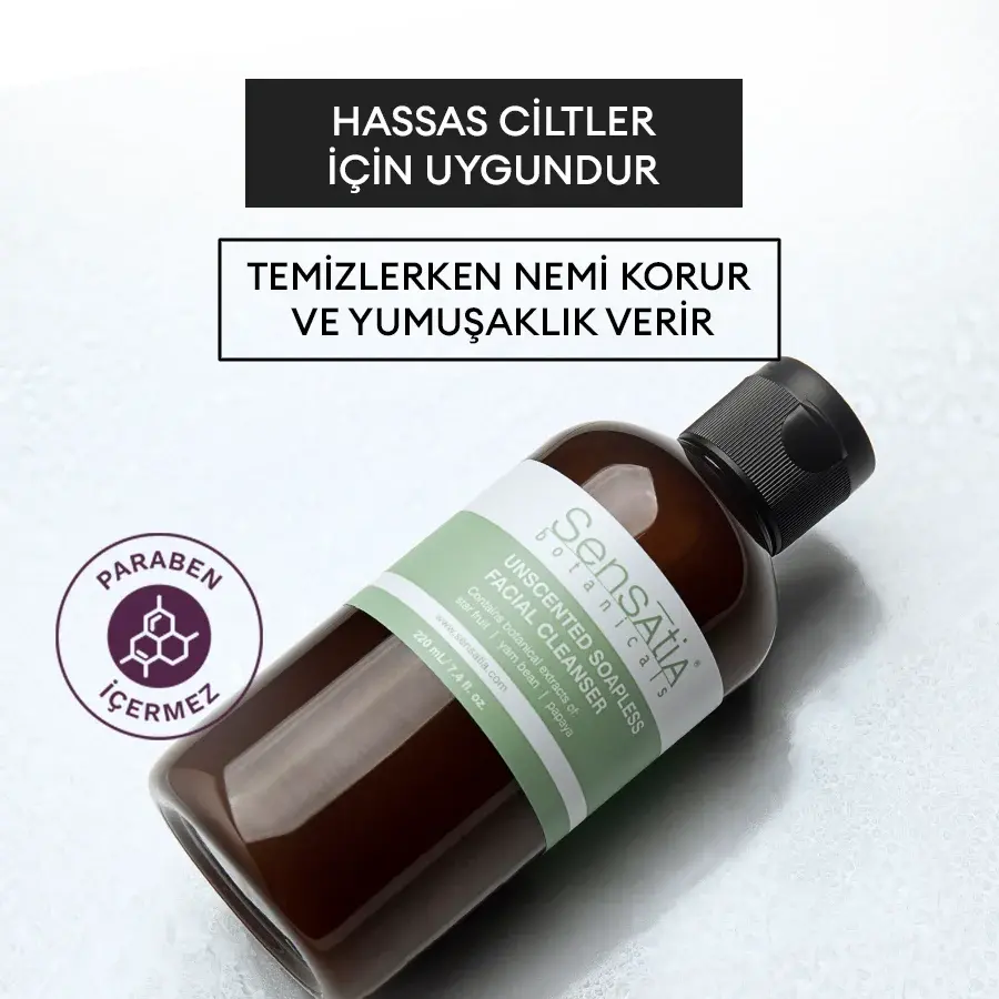 Hassas ve Alerji Eğilimli Cilt için Doğal Yüz Temizleme Jeli - Sabunsuz 220ml - Unscented Soapless