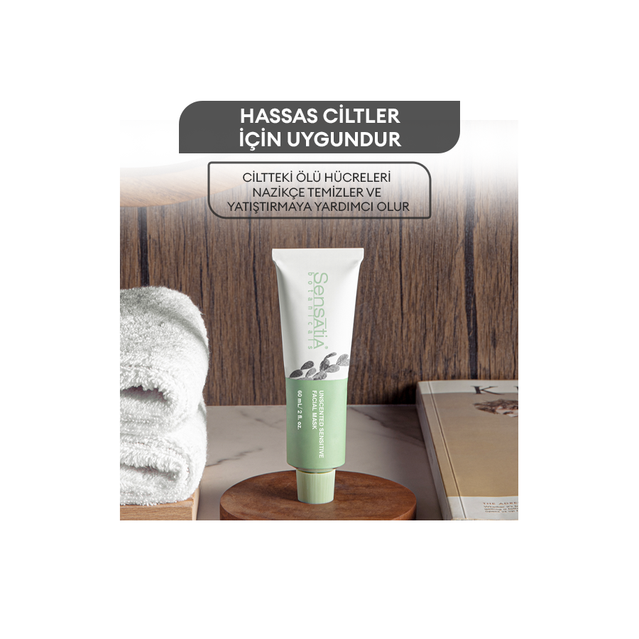 Hassas ve Alerjiye Eğilimli Ciltler için Kokusuz Doğal Yüz Maske 60ml - Unscented Sensitive