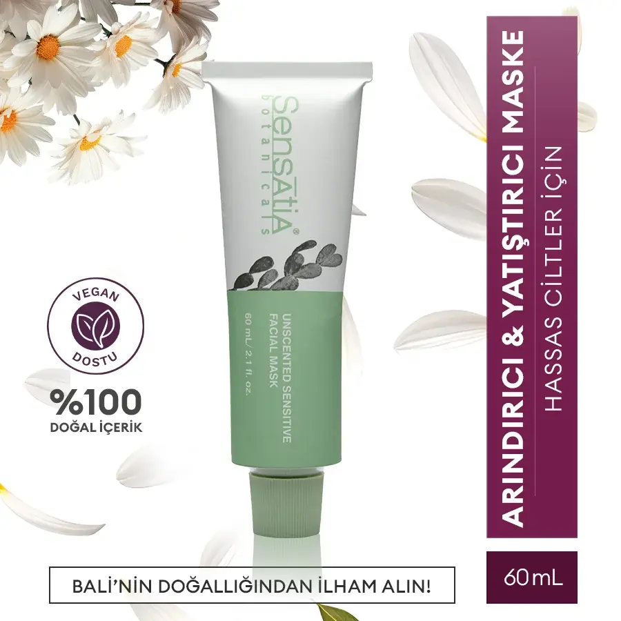 Hassas ve Alerjiye Eğilimli Ciltler için Kokusuz Doğal Yüz Maske 60ml - Unscented Sensitive