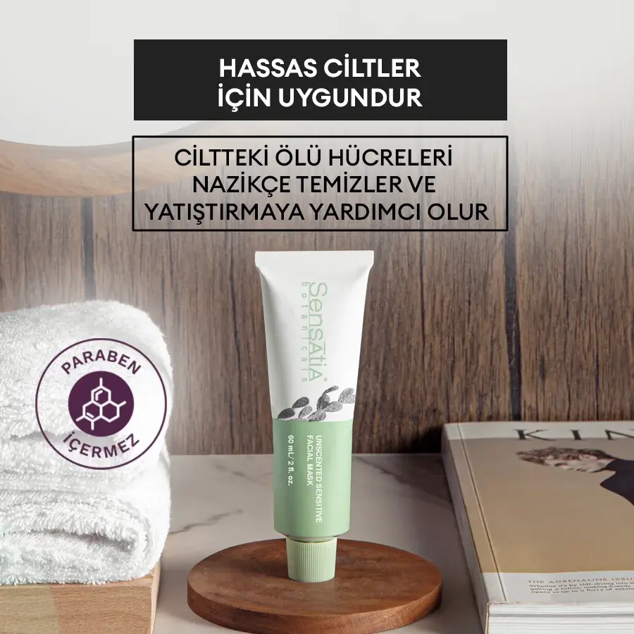 Hassas ve Alerjiye Eğilimli Ciltler için Kokusuz Doğal Yüz Maske 60ml - Unscented Sensitive