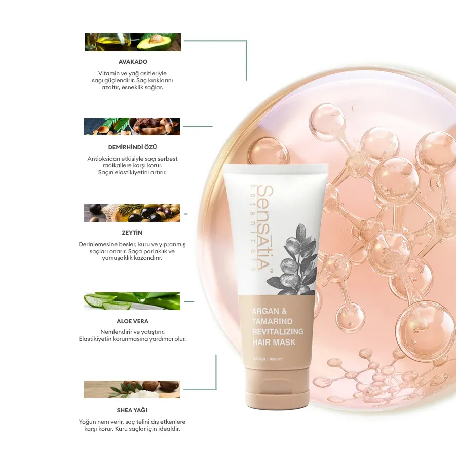 Argan & Tamarind Özlü Canlandırıcı Dökülme Karşıtı Saç Maskesi
