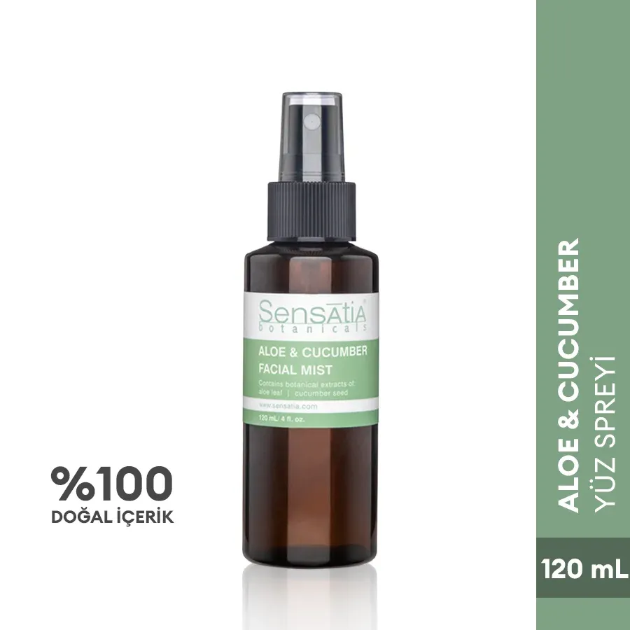 Nemlendirici Ferahlatıcı Doğal Yüz Spreyi 120ml - Aloe Vera, Salatalık Çekirdeği Özü Aloe & Cucumber