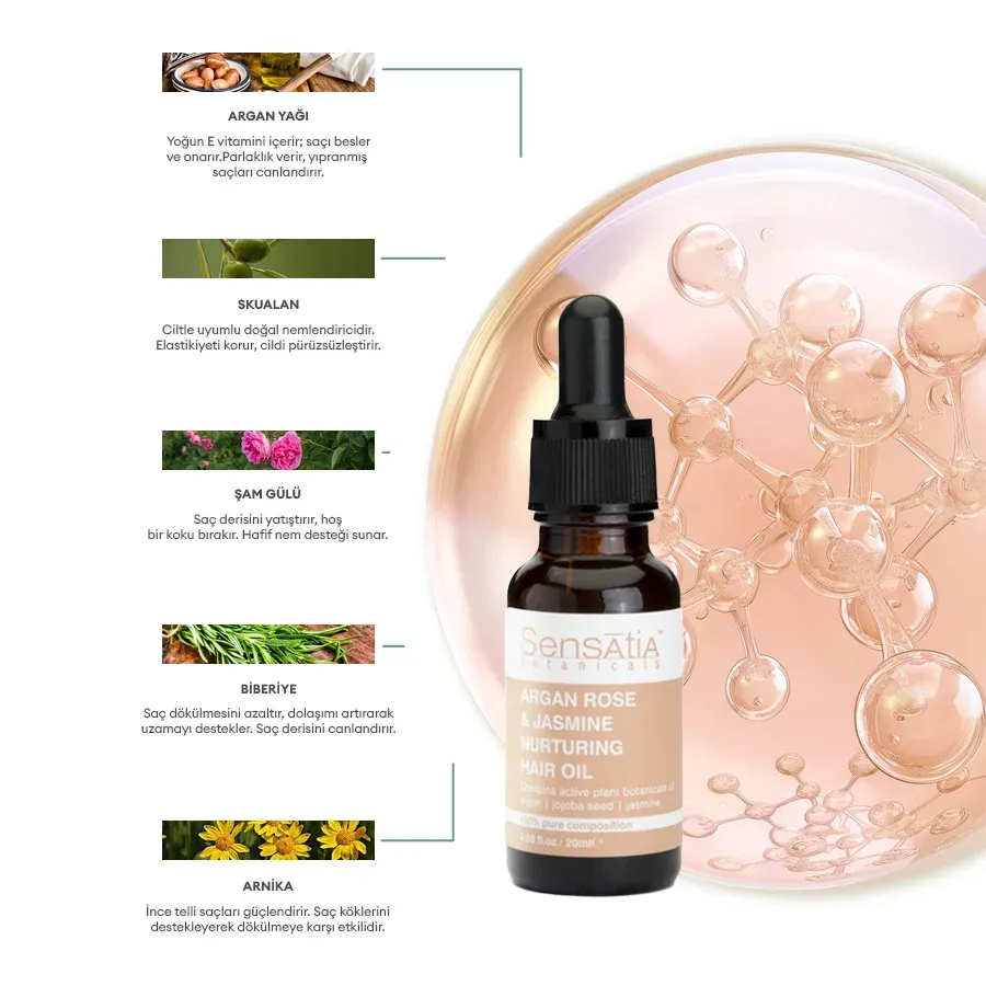 Argan Rose & Jasmine Besleyici Saç Yağı