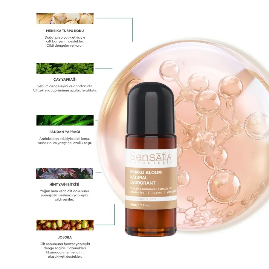 Ferahlatıcı Ter Kokusu Önleyici %100 Doğal Deodorant 50ml - Hinako Bloom