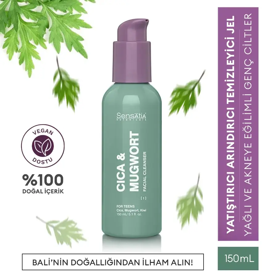 Yağlı ve Akne Eğilimli Genç Ciltler için Doğal Yüz Temizleyici - Yatıştırıcı 150ml - Cica & Mugwort