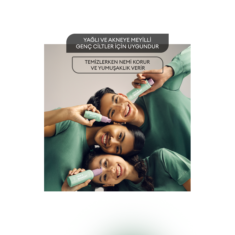 Yağlı ve Akne Eğilimli Genç Ciltler için Doğal Yüz Temizleyici - Yatıştırıcı 150ml - Cica & Mugwort
