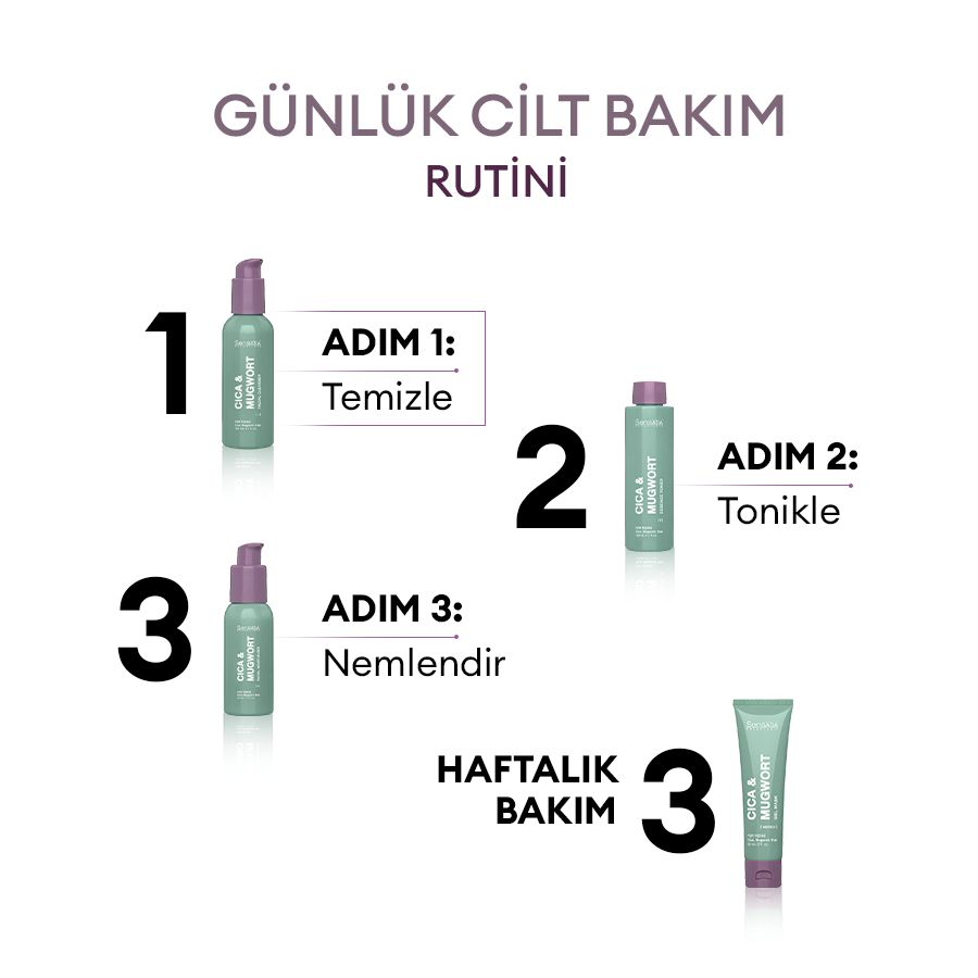 Yağlı ve Akne Eğilimli Genç Ciltler için Doğal Yüz Temizleyici - Yatıştırıcı 150ml - Cica & Mugwort
