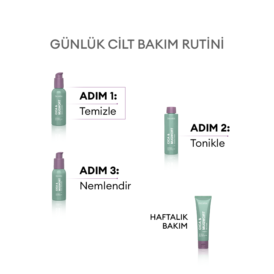 Yağlı ve Akne Eğilimli Genç Ciltler için Doğal Yüz Temizleyici - Yatıştırıcı 150ml - Cica & Mugwort