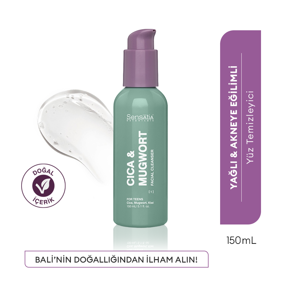 Yağlı ve Akne Eğilimli Genç Ciltler için Doğal Yüz Temizleyici - Yatıştırıcı 150ml - Cica & Mugwort
