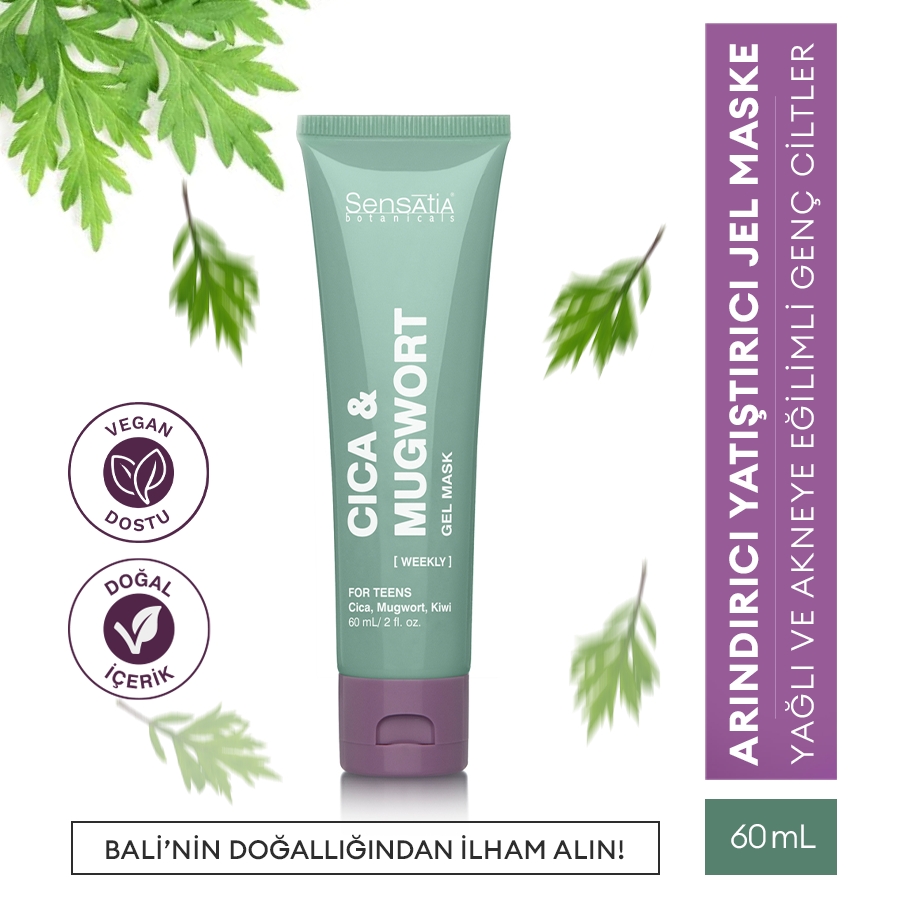 Yağlı ve Akne Eğilimli Genç Ciltler için Doğal Jel Maske - İz Karşıtı 60ml - Cica & Mugwort