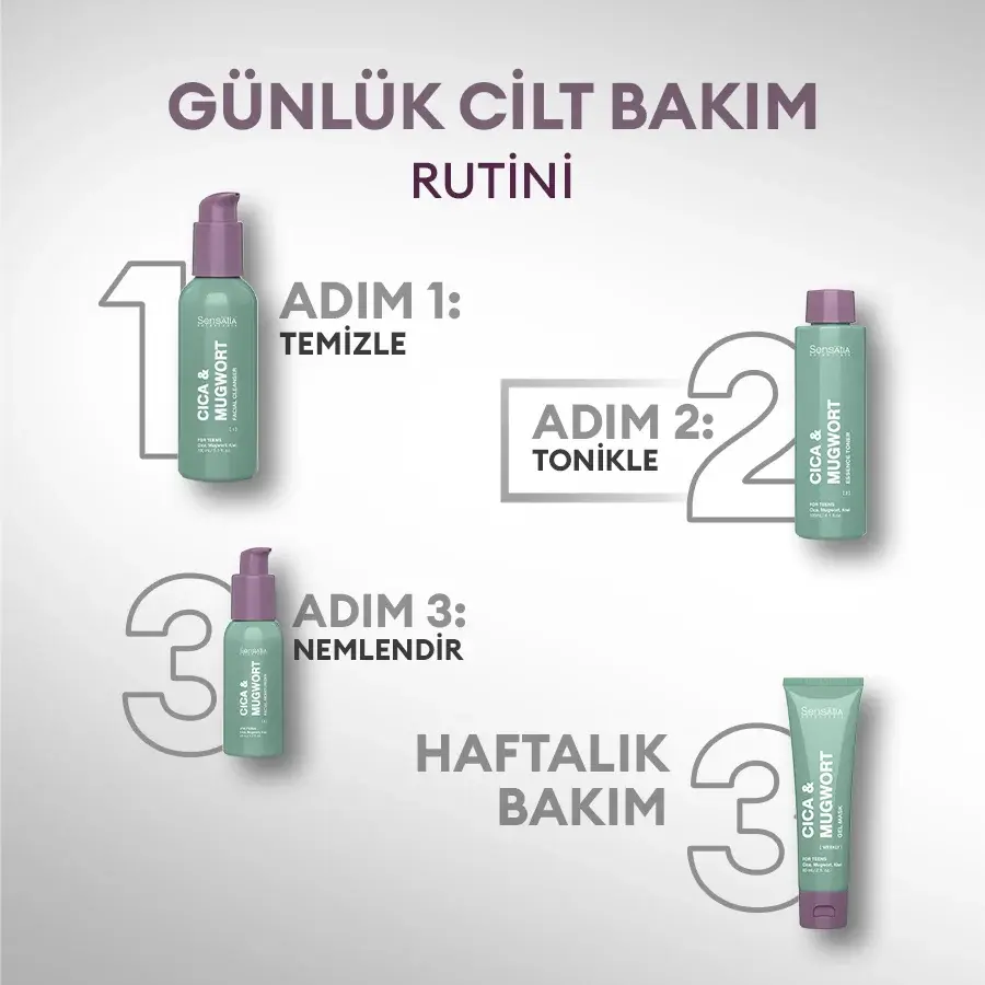 Yağlı ve Akneli Genç Ciltler, Arındırıcı Doğal Tonik 120ml - Cica, Kivi Özleri - Cica & Mugwort
